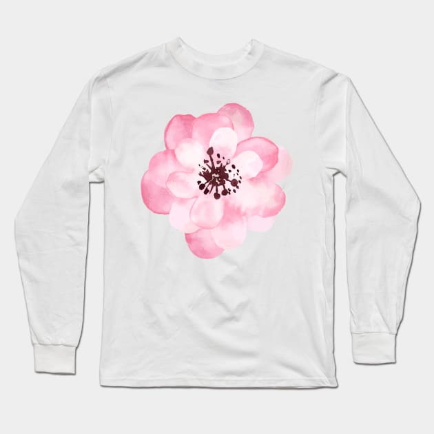 Watercolor Handrawn Rose 🌹 Long Sleeve T-Shirt by sophisticker